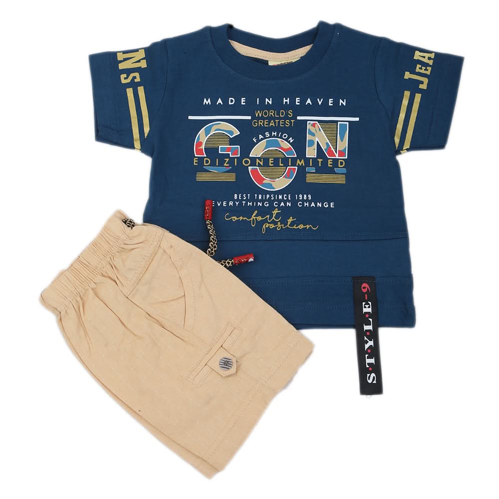 Newborn Boys Half Sleeves Suit - Navy Blue, Kids, NB Boys Sets And Suits, Chase Value, Chase Value
