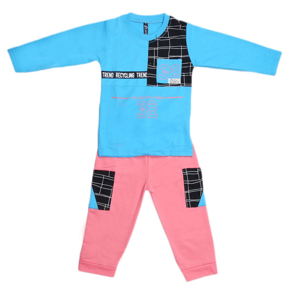 Boys Full Sleeves 2 Pcs Suit - Blue, Kids, Boys Sets And Suits, Chase Value, Chase Value