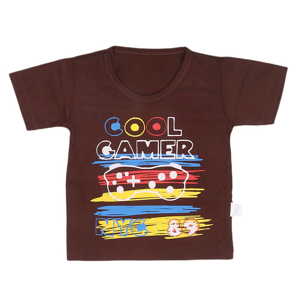 Boys Half Sleeves T-Shirt  14-24 - Dark Brown, Kids, Boys T-Shirts, Chase Value, Chase Value