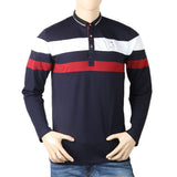 Men's Full Sleeves Sherwani Collor T-Shirt - Navy Blue, Men, T-Shirts And Polos, Chase Value, Chase Value