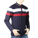 Men's Full Sleeves Sherwani Collor T-Shirt - Navy Blue, Men, T-Shirts And Polos, Chase Value, Chase Value