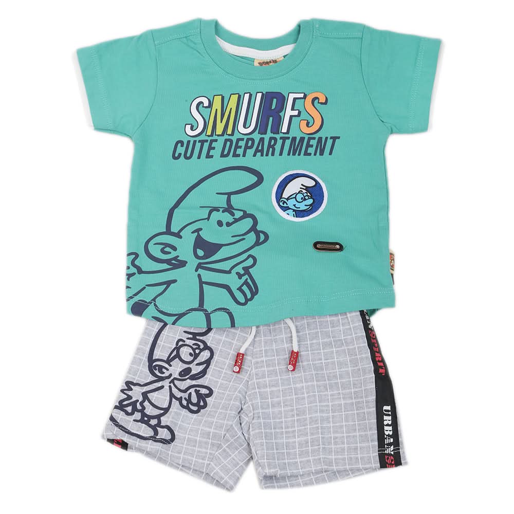 Newborn Boys Half Sleeves Suit - Sea Green, Kids, New Born Boys Sets And Suits, Chase Value, Chase Value