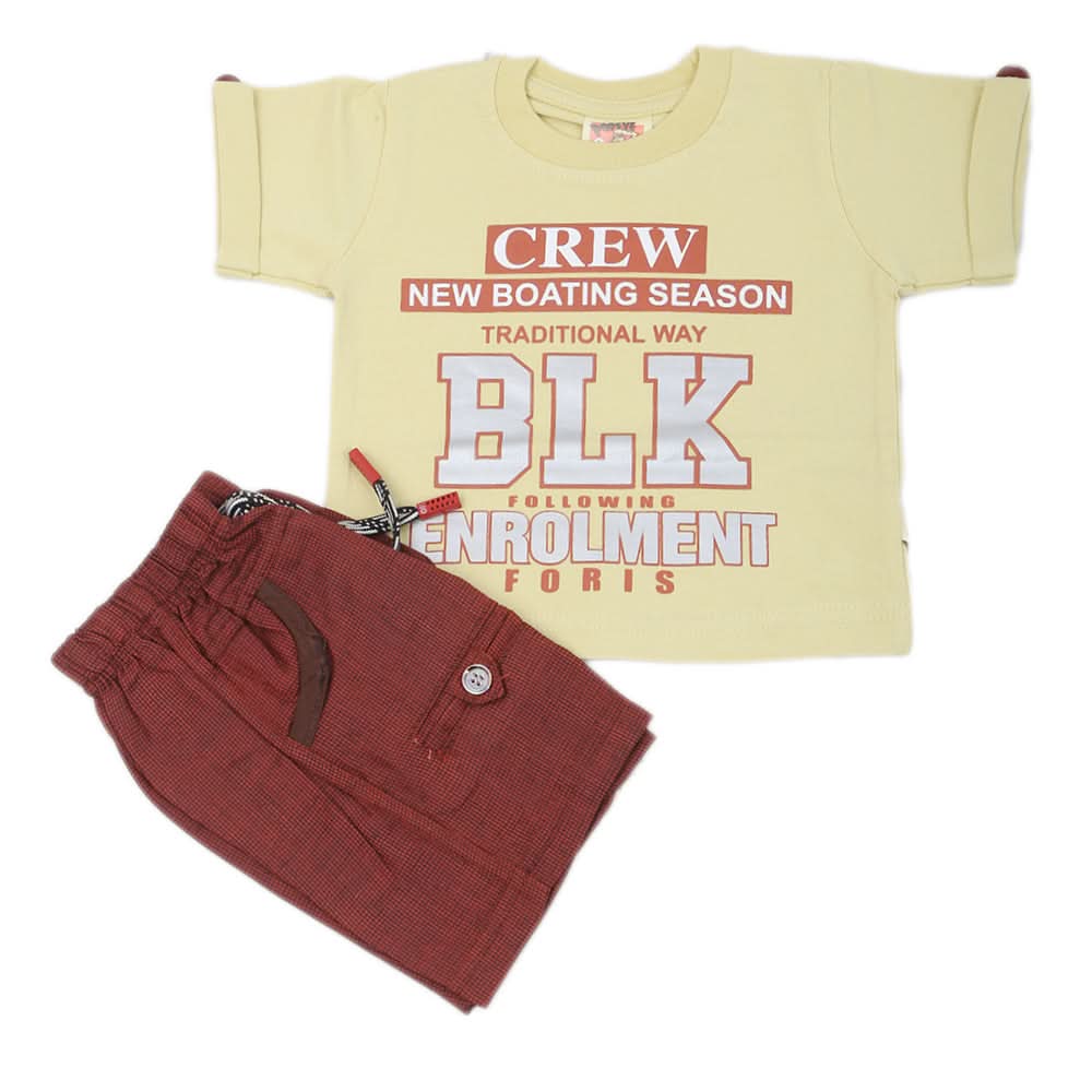 Newborn Boys Half Sleeves Suit - Yellow, Kids, NB Boys Sets And Suits, Chase Value, Chase Value