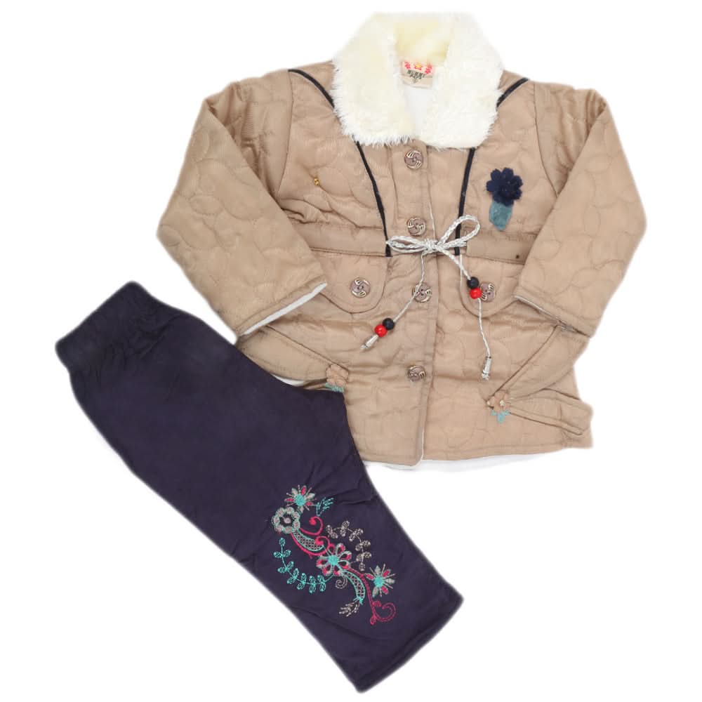 Girls Full Sleeves Pant Suit - Beige, Kids, Girls Sets And Suits, Chase Value, Chase Value