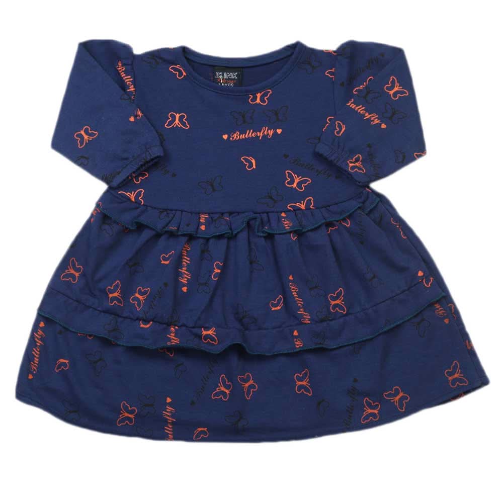 Girls Full Sleeves Frock - Navy Blue, Girls Frocks, Chase Value, Chase Value