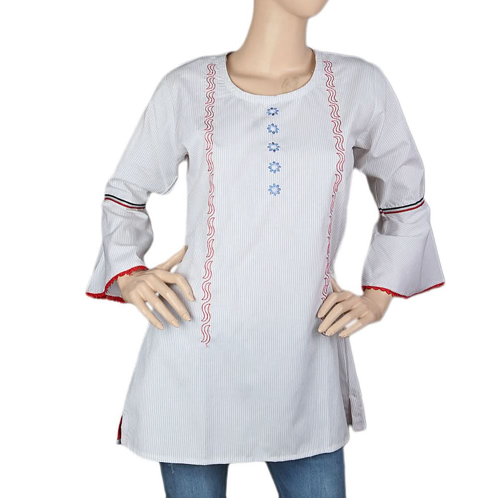 Women's Embroidered Western Top - Grey, Women, T-Shirts And Tops, Chase Value, Chase Value