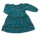 Girls Full Sleeves Frock - Dark Green, Girls Frocks, Chase Value, Chase Value