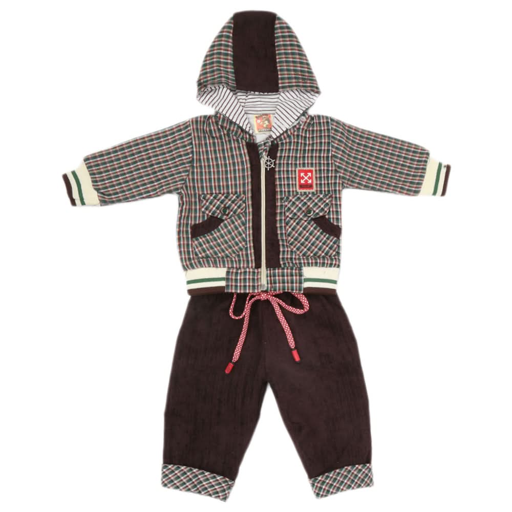 Newborn Boys Full Sleeves 3Pcs Suit 6B-250 - Green, Kids, NB Boys Sets And Suits, Chase Value, Chase Value