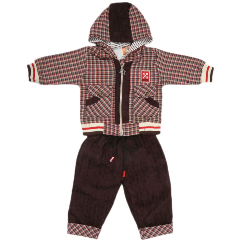Newborn Boys Full Sleeves 3Pcs Suit 6B-250 - Red, Kids, NB Boys Sets And Suits, Chase Value, Chase Value