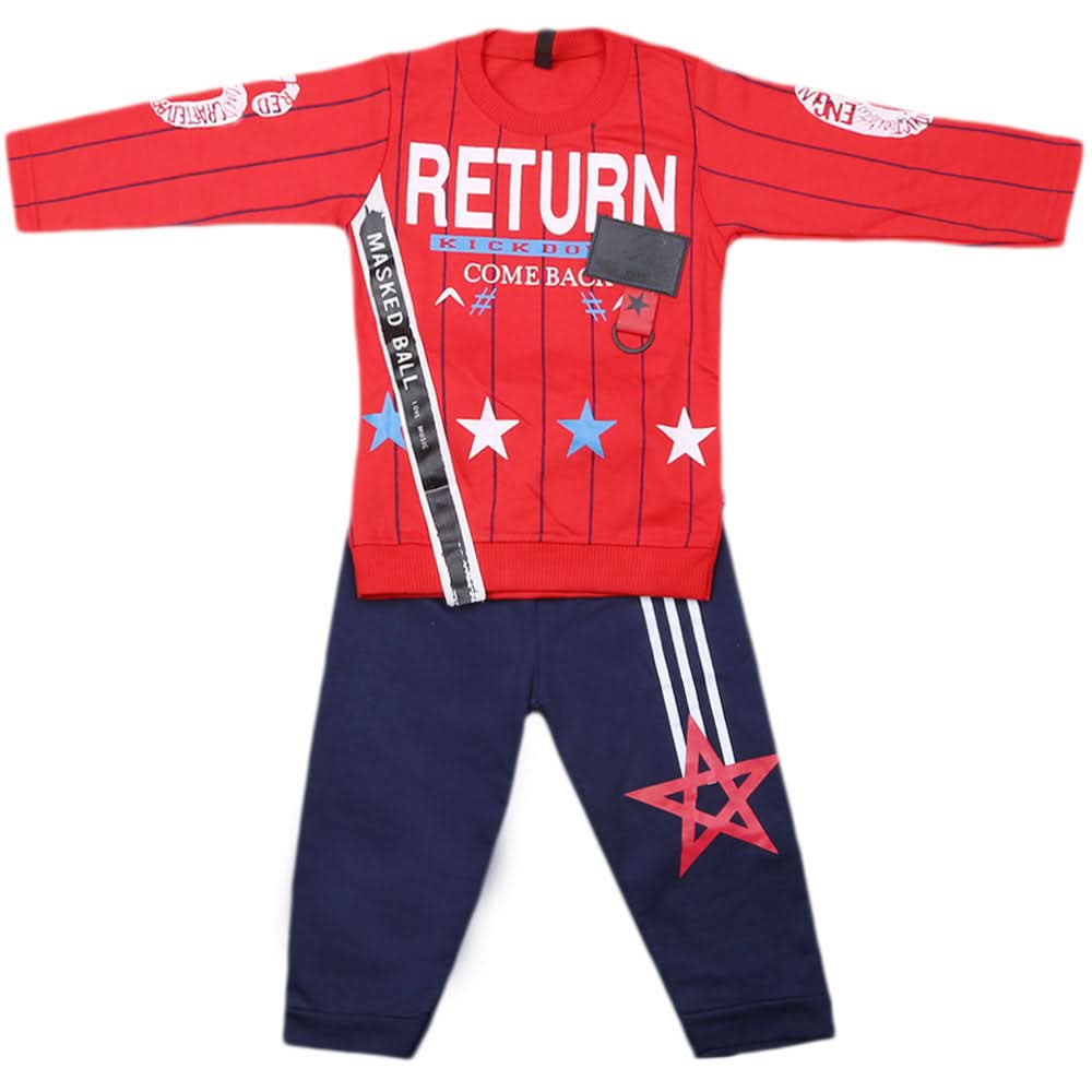 Boys Full Sleeves 2 Pcs Suit - Red, Kids, Boys Sets And Suits, Chase Value, Chase Value