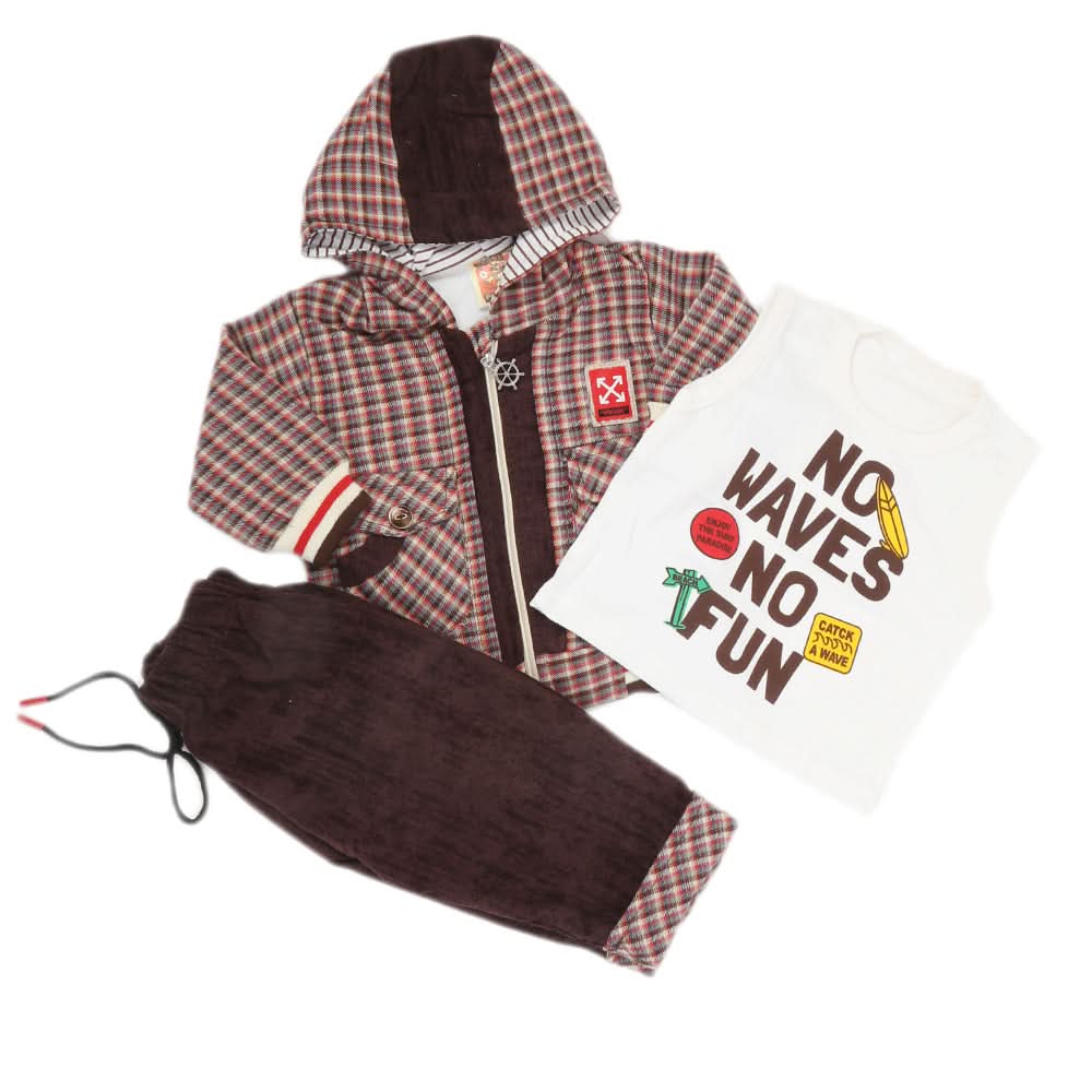 Newborn Boys Full Sleeves 3Pcs Suit 6B-250 - Red, Kids, NB Boys Sets And Suits, Chase Value, Chase Value