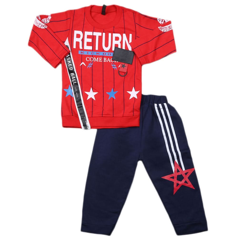 Boys Full Sleeves 2 Pcs Suit - Red, Kids, Boys Sets And Suits, Chase Value, Chase Value