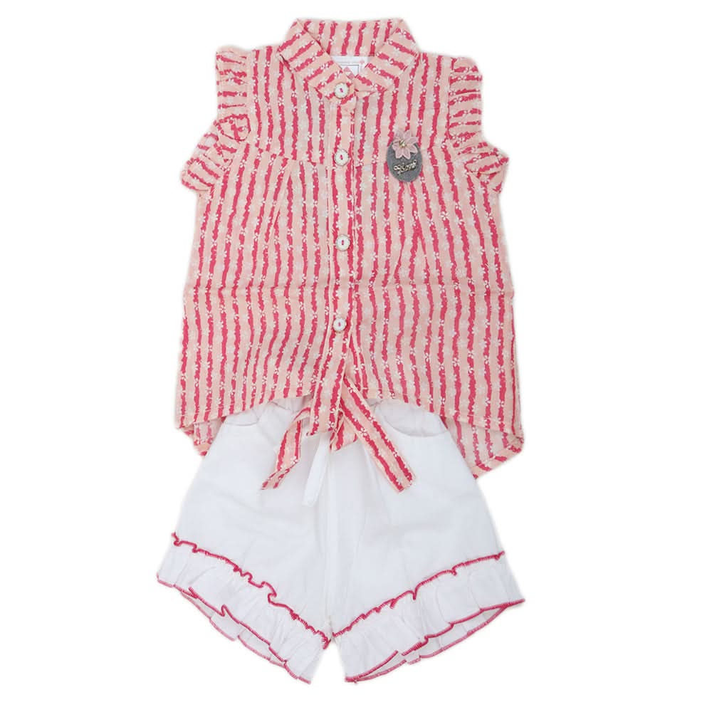 Newborn Girls Half Sleeves Skirt Suit - Peach, Kids, Newborn Girls Sets And Suits, Chase Value, Chase Value