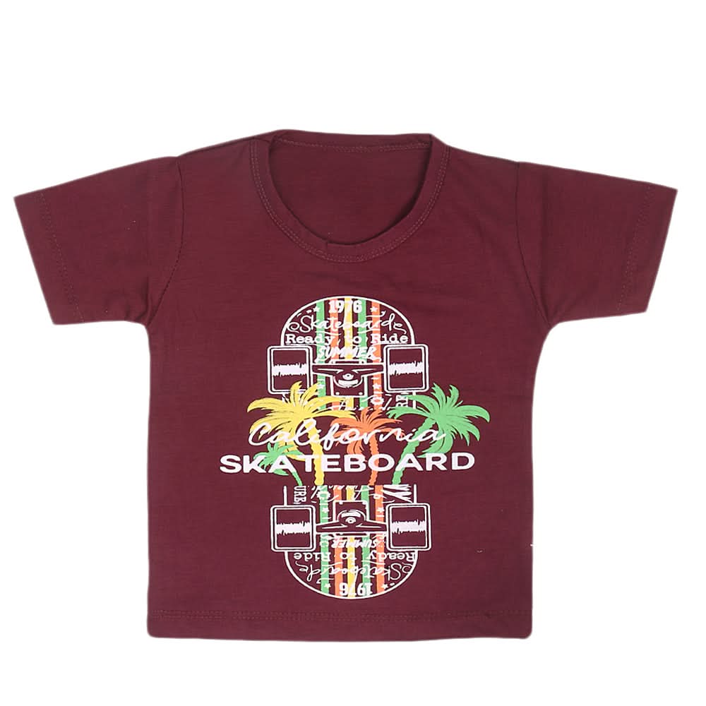 Boys Half Sleeves T-Shirt  14-24 - Maroon, Kids, Boys T-Shirts, Chase Value, Chase Value