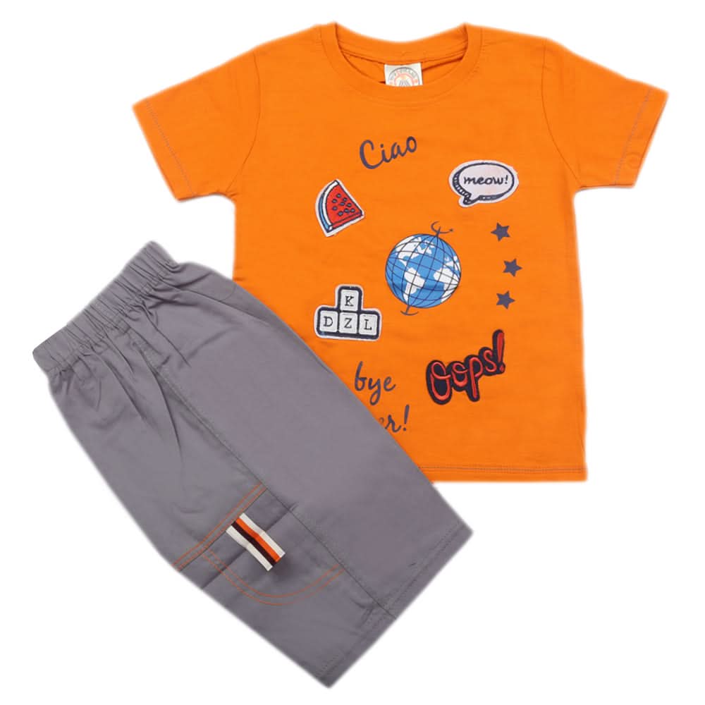 Boys Short Suit - Orange, Kids, Boys Sets And Suits, Chase Value, Chase Value