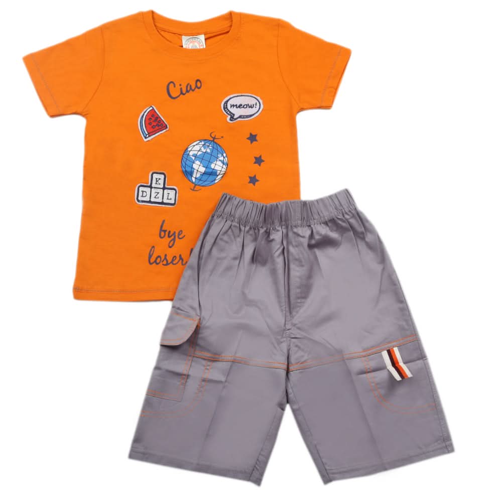Boys Short Suit - Orange, Kids, Boys Sets And Suits, Chase Value, Chase Value