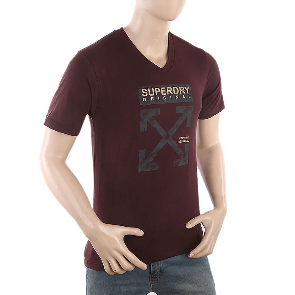 Men's Half Sleeves Printed T-Shirt -Maroon, Men, T-Shirts And Polos, Chase Value, Chase Value