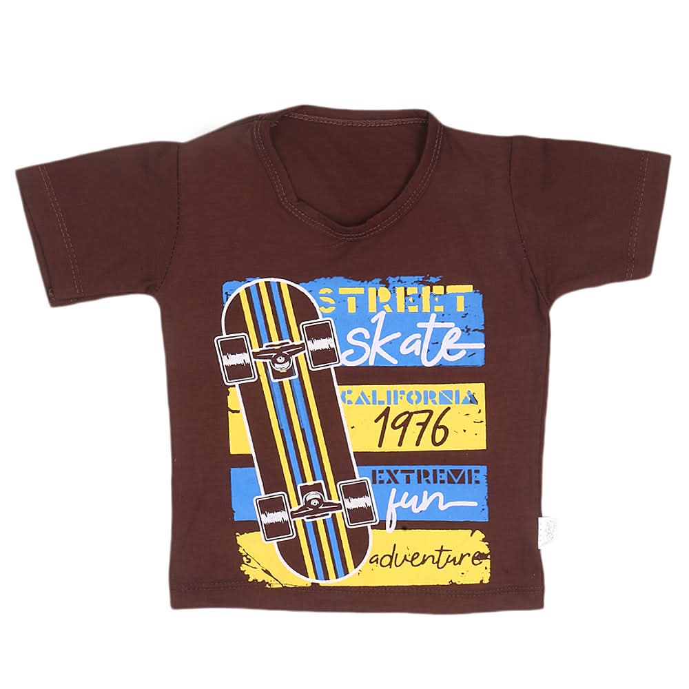Boys Half Sleeves T-Shirt  14-24 - Dark Brown, Kids, Boys T-Shirts, Chase Value, Chase Value