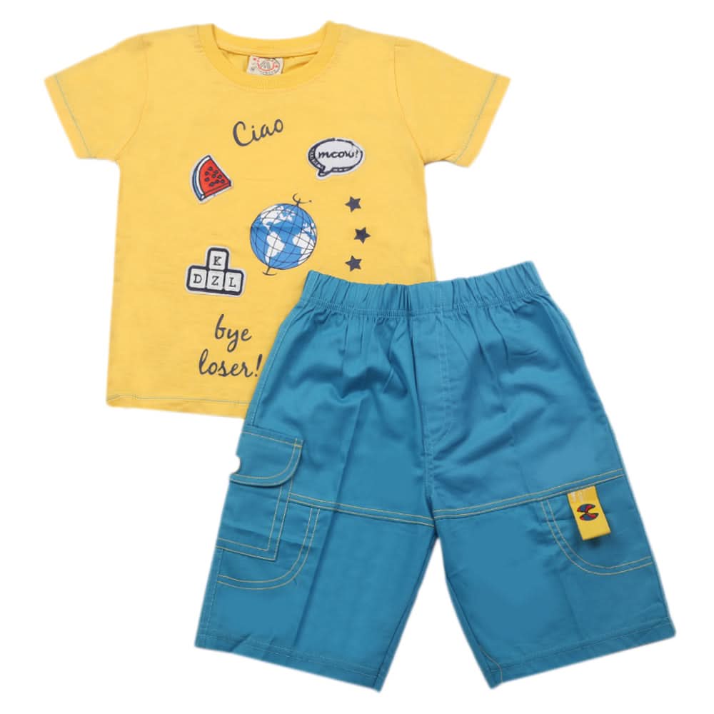 Boys Short Suit - Yellow, Kids, Boys Sets And Suits, Chase Value, Chase Value