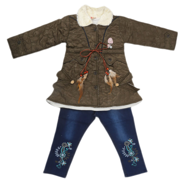 Girls Full Sleeves Pant Suit - Olive Green, Kids, Girls Sets And Suits, Chase Value, Chase Value