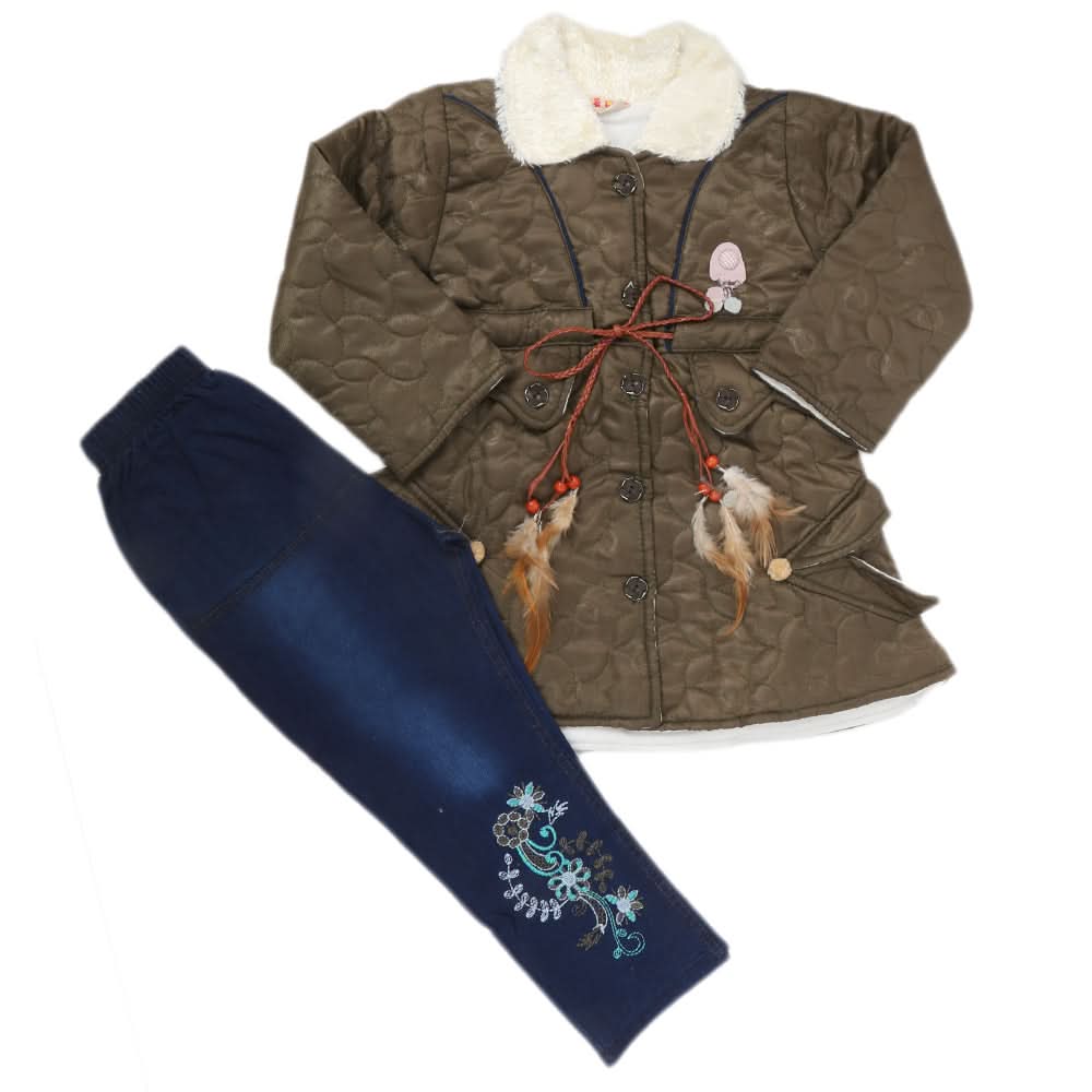 Girls Full Sleeves Pant Suit - Olive Green, Kids, Girls Sets And Suits, Chase Value, Chase Value