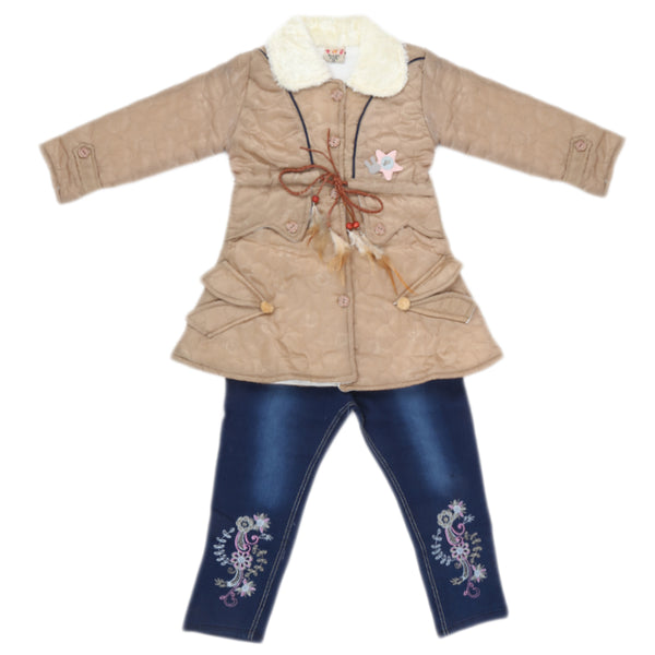 Girls Full Sleeves Pant Suit - Beige, Kids, Girls Sets And Suits, Chase Value, Chase Value