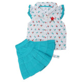 Newborn Girls Half Sleeves Skirt Suit - Sky Blue, Kids, NB Girls Sets And Suits, Chase Value, Chase Value