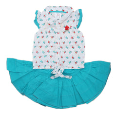 Newborn Girls Half Sleeves Skirt Suit - Sky Blue, Kids, NB Girls Sets And Suits, Chase Value, Chase Value