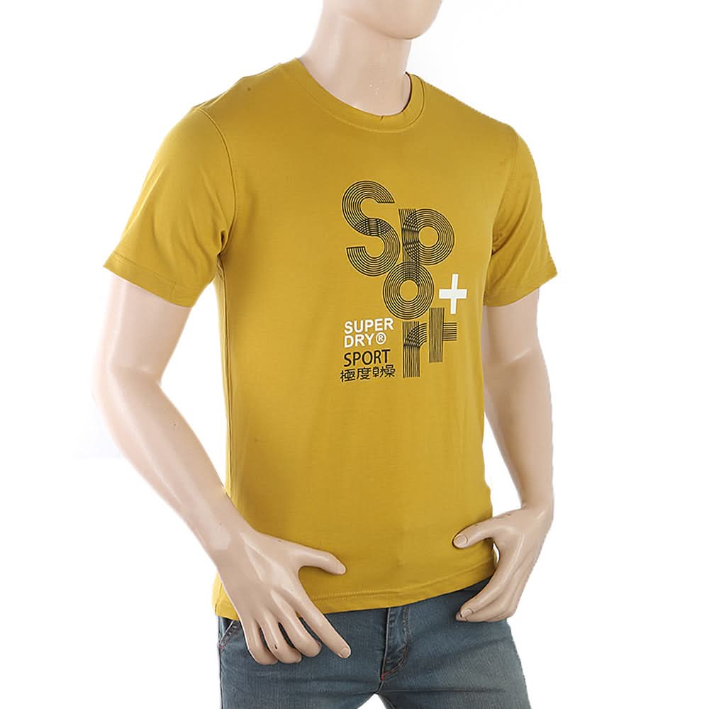 Men's Half Sleeves Printed T-Shirt - Mustard, Men, T-Shirts And Polos, Chase Value, Chase Value