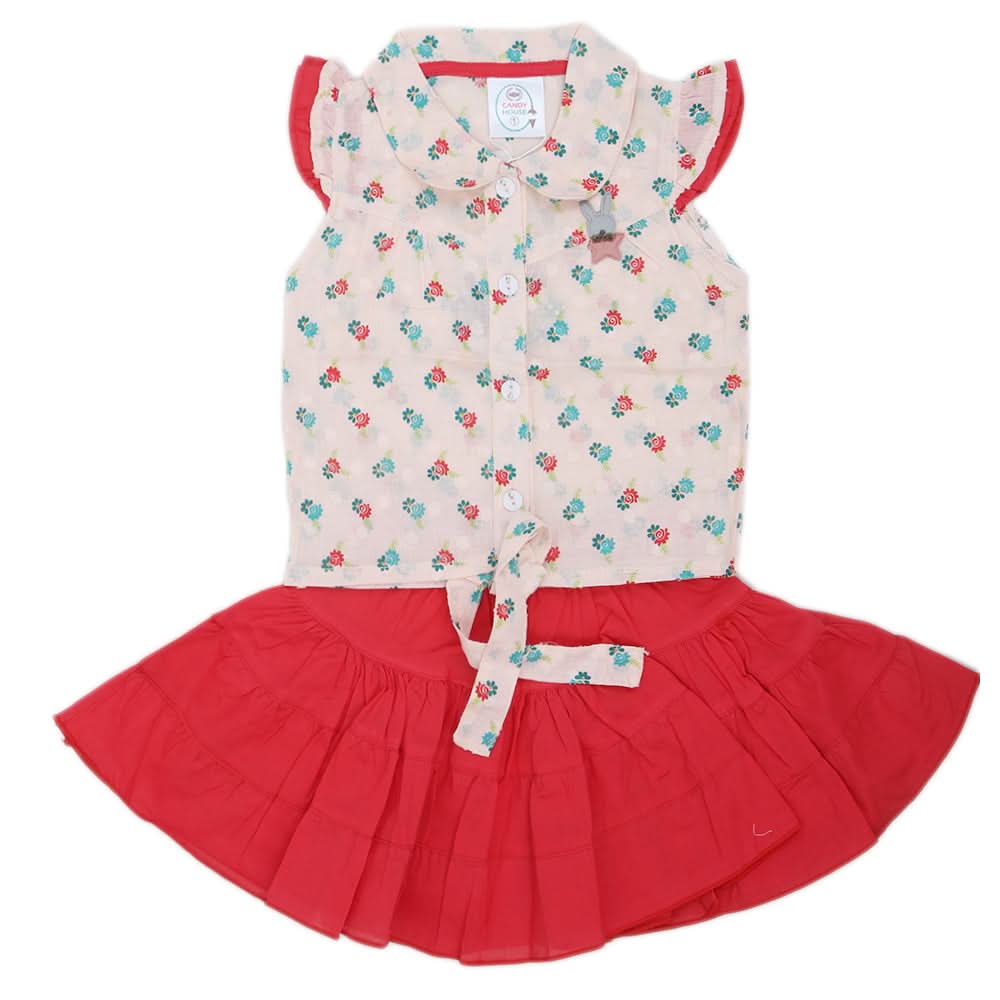 Newborn Girls Half Sleeves Skirt Suit - Pink, Kids, NB Girls Sets And Suits, Chase Value, Chase Value