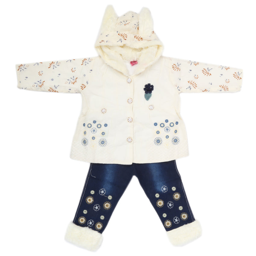 Girls Full Sleeves Pant Suit - White, Kids, Girls Sets And Suits, Chase Value, Chase Value