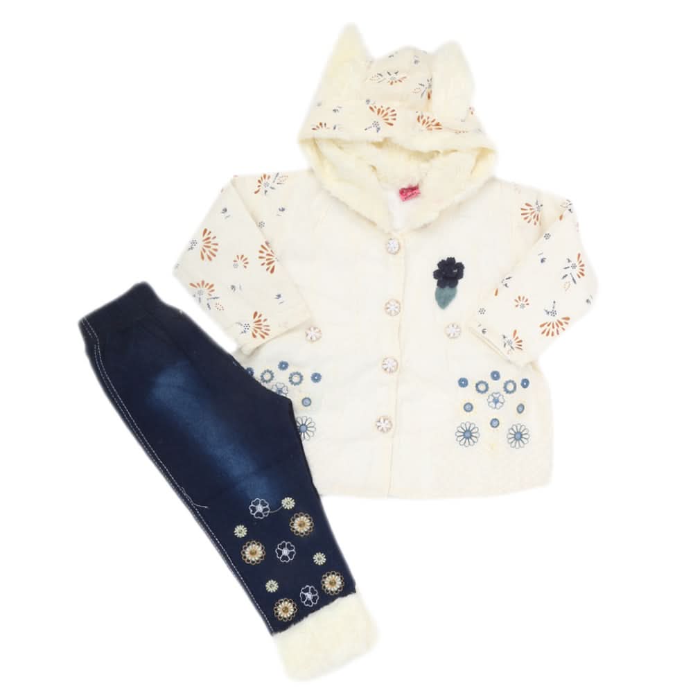 Girls Full Sleeves Pant Suit - White, Kids, Girls Sets And Suits, Chase Value, Chase Value
