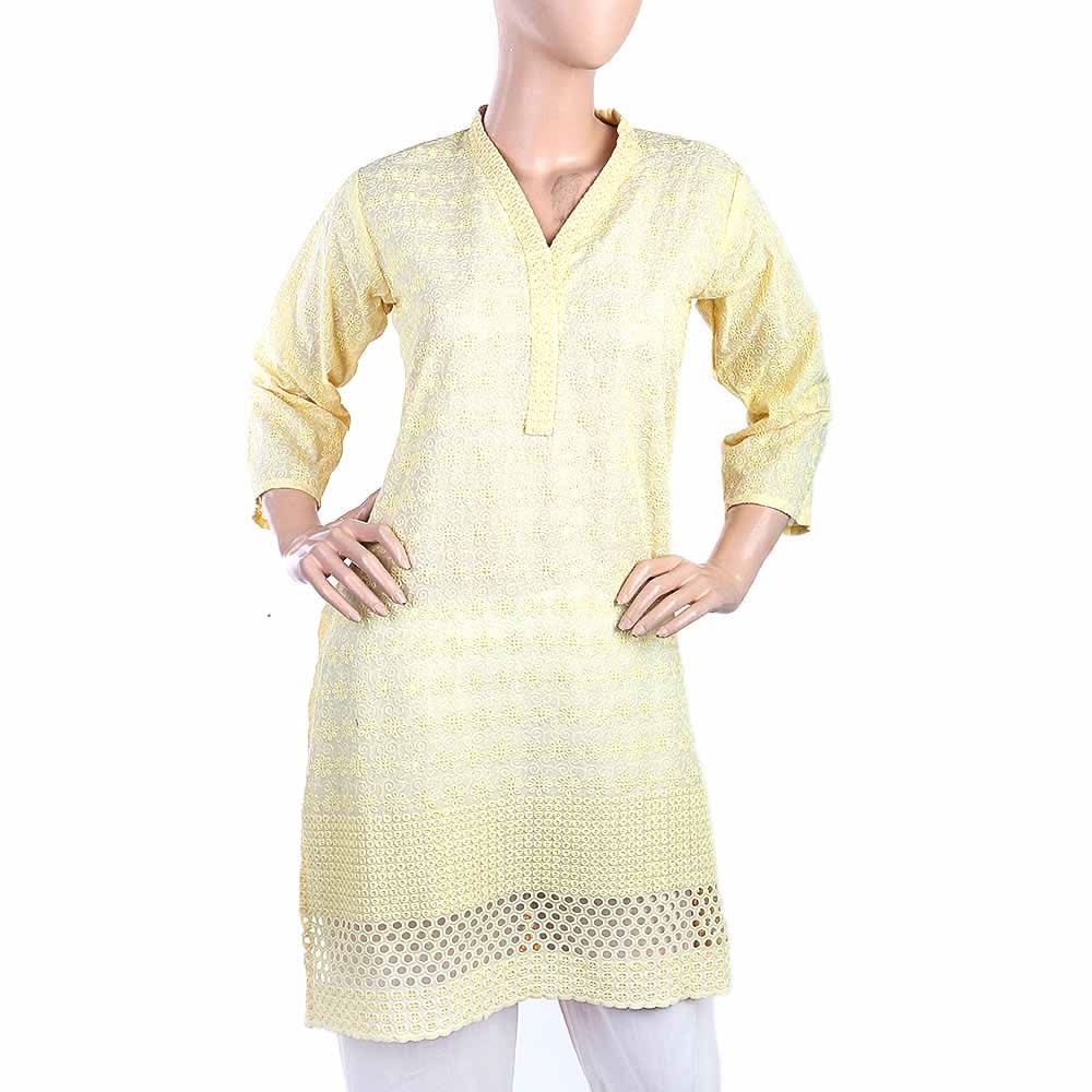 Women's Fancy Chicken Kurti - Yellow, Women, Ready Kurtis, Chase Value, Chase Value