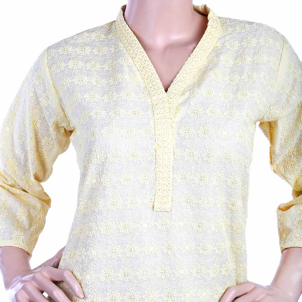 Women's Fancy Chicken Kurti - Yellow, Women, Ready Kurtis, Chase Value, Chase Value