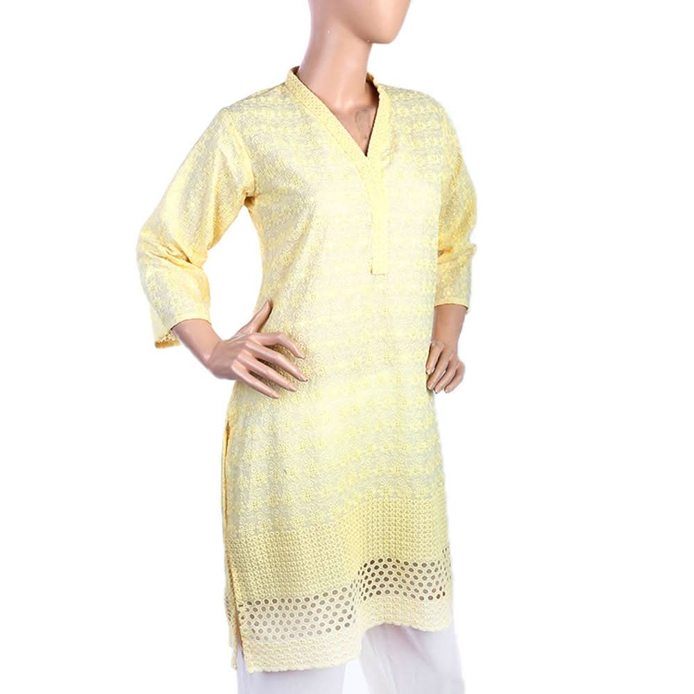 Women's Fancy Chicken Kurti - Yellow, Women, Ready Kurtis, Chase Value, Chase Value