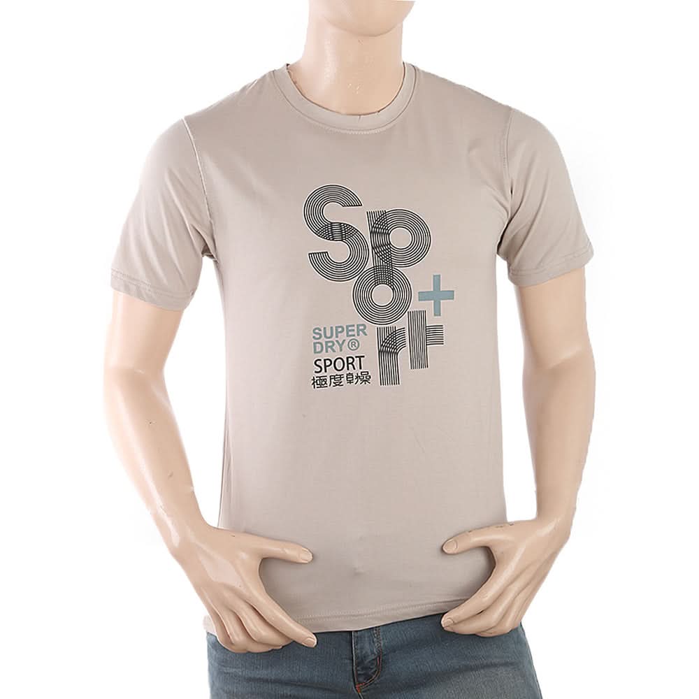 Men's Half Sleeves Printed T-Shirt - Beige, Men, T-Shirts And Polos, Chase Value, Chase Value