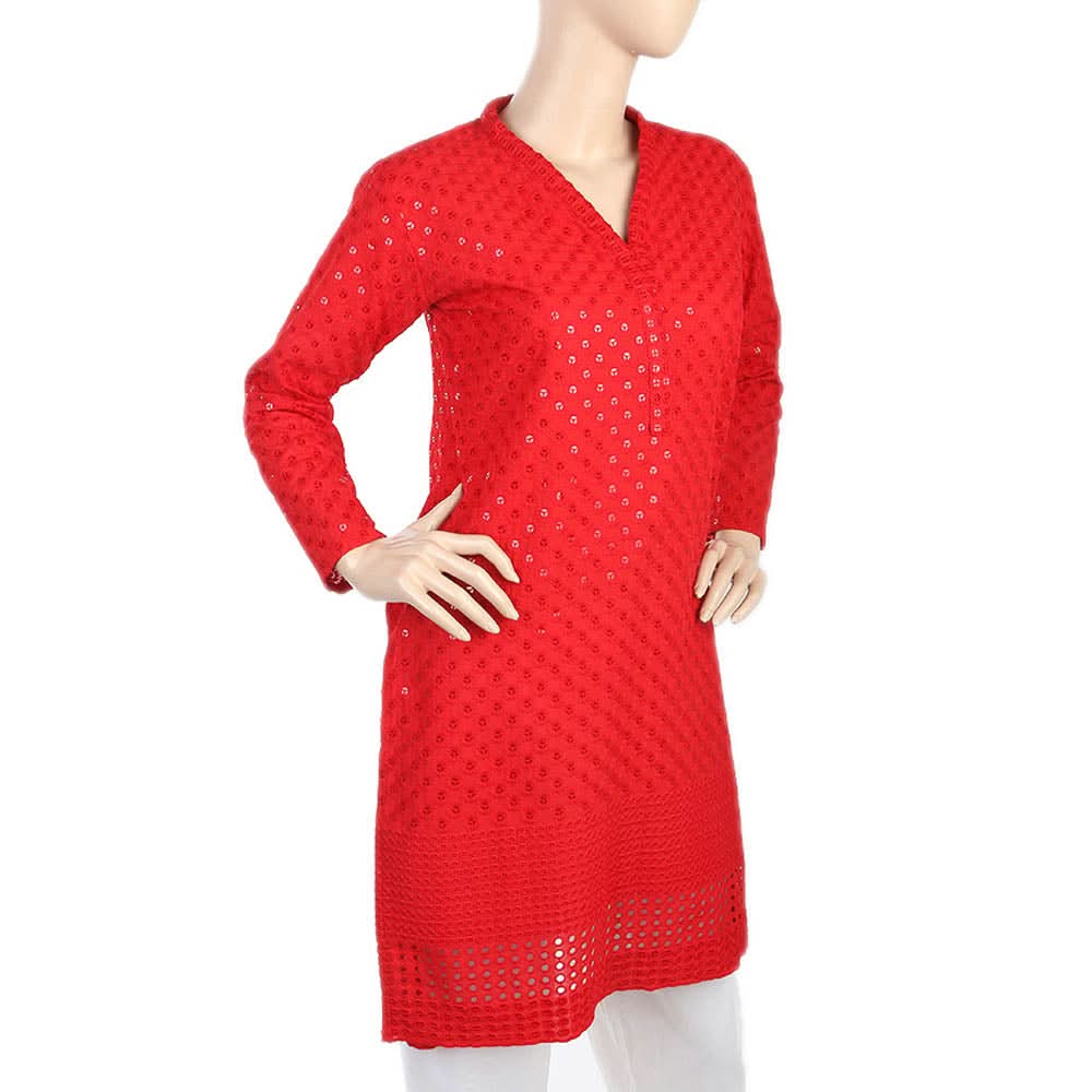 Women's Fancy Chicken Kurti - Red, Women, Ready Kurtis, Chase Value, Chase Value