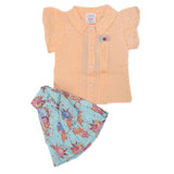 Newborn Girls Half Sleeves Skirt Suit - Orange, Kids, Newborn Girls Sets And Suits, Chase Value, Chase Value