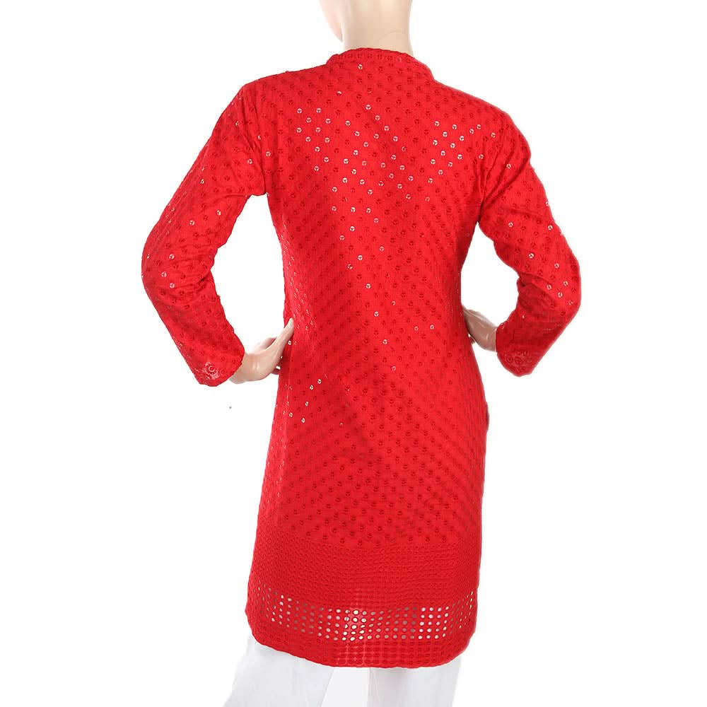 Women's Fancy Chicken Kurti - Red, Women, Ready Kurtis, Chase Value, Chase Value