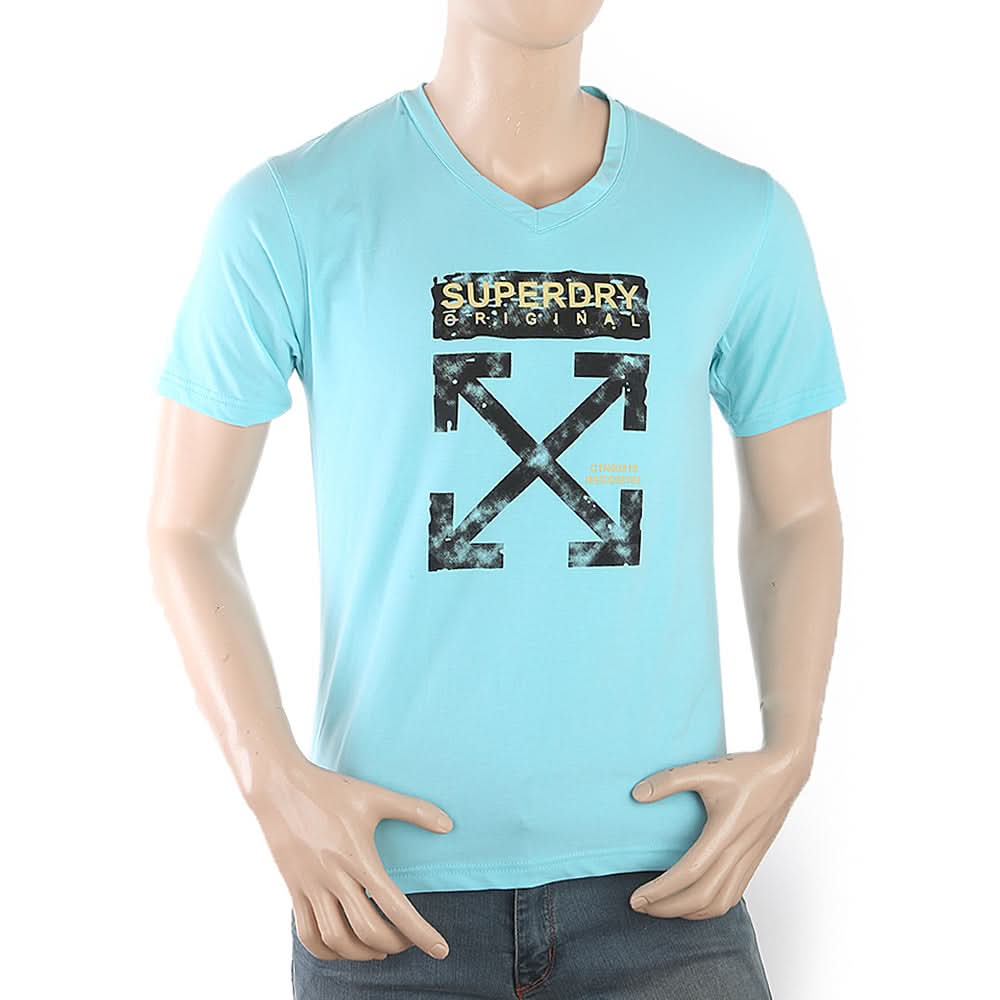 Men's Half Sleeves Printed T-Shirt - Blue, Men, T-Shirts And Polos, Chase Value, Chase Value