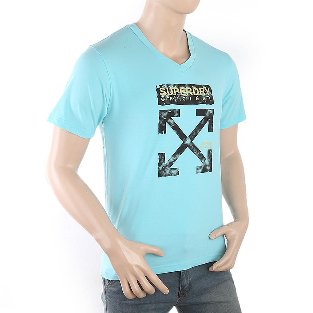 Men's Half Sleeves Printed T-Shirt - Blue, Men, T-Shirts And Polos, Chase Value, Chase Value