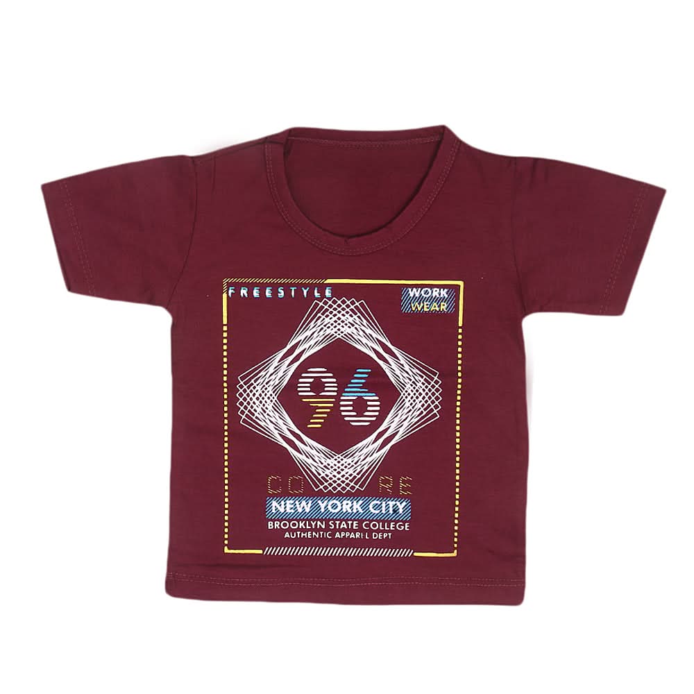 Boys Half Sleeves T-Shirt  14-24 - Maroon, Kids, Boys T-Shirts, Chase Value, Chase Value