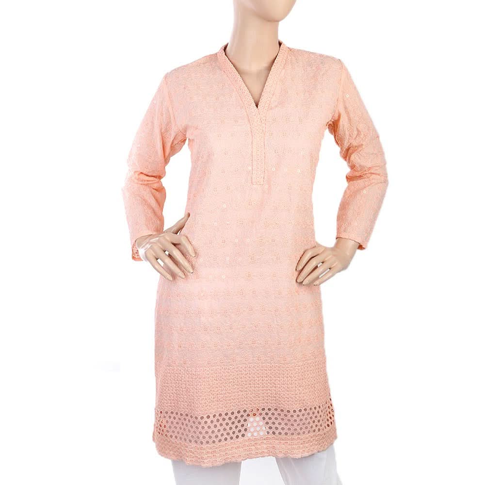 Women's Fancy Chicken Kurti - Peach, Women, Ready Kurtis, Chase Value, Chase Value