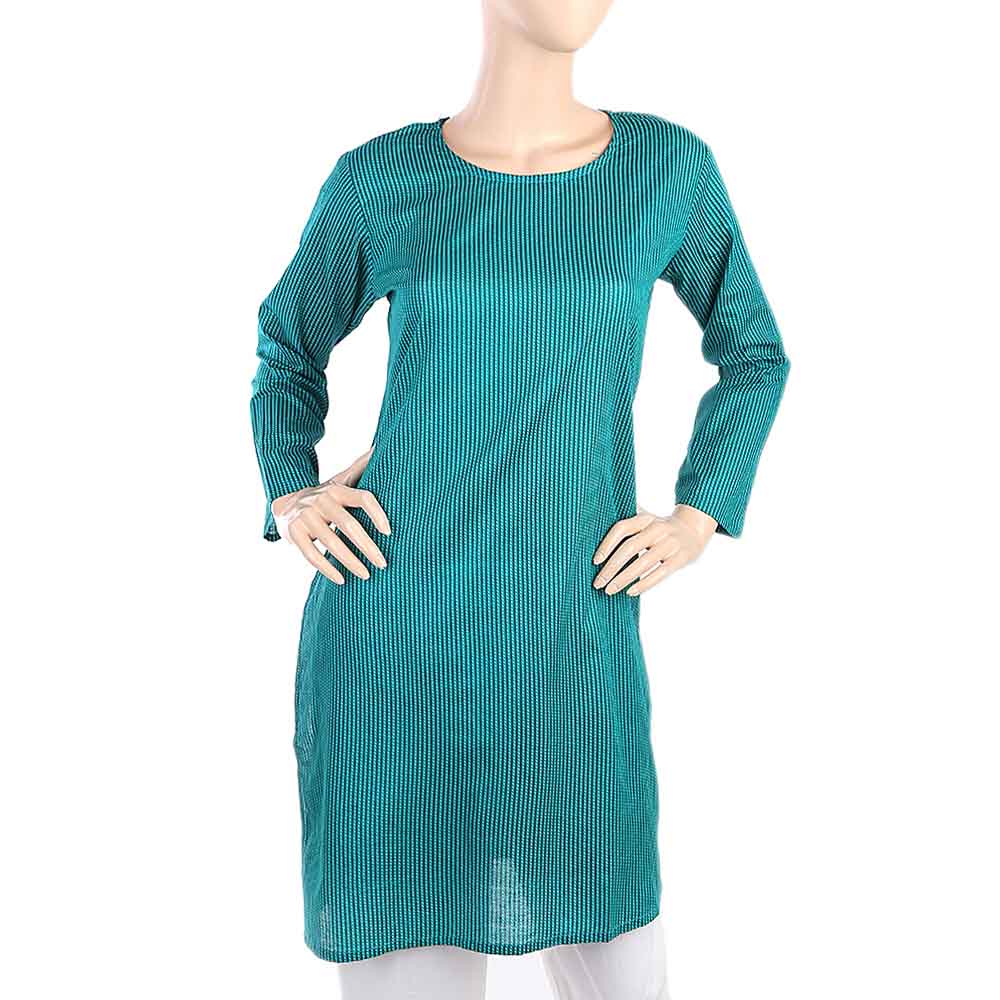 Women's Plain Kurti - Green, Women, Ready Kurtis, Chase Value, Chase Value