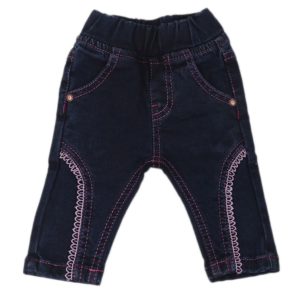 Newborn Girls Denim Pant C-10 - Dark Blue, Kids, NB Girls Shorts Skirts And Pants, Chase Value, Chase Value