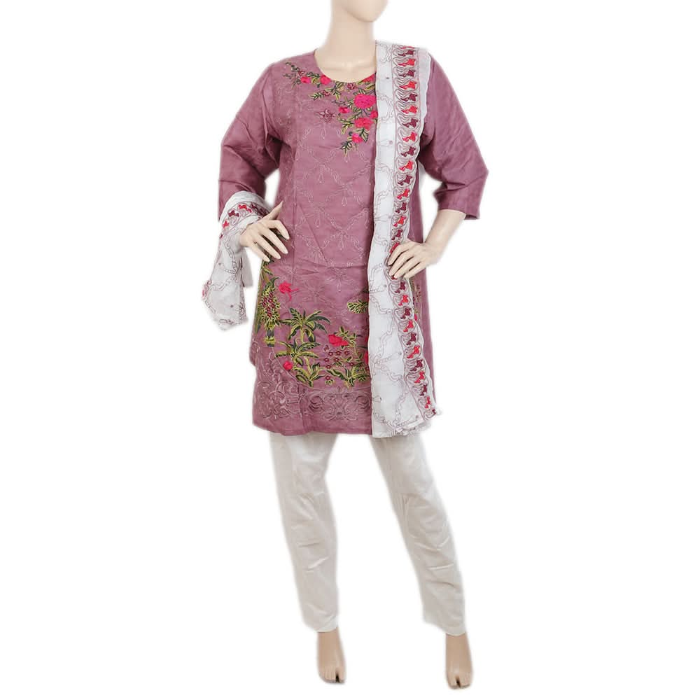Women's Jacquard Embroidered 3 Pcs Suit - Pink, Women, Shalwar Suits, Chase Value, Chase Value