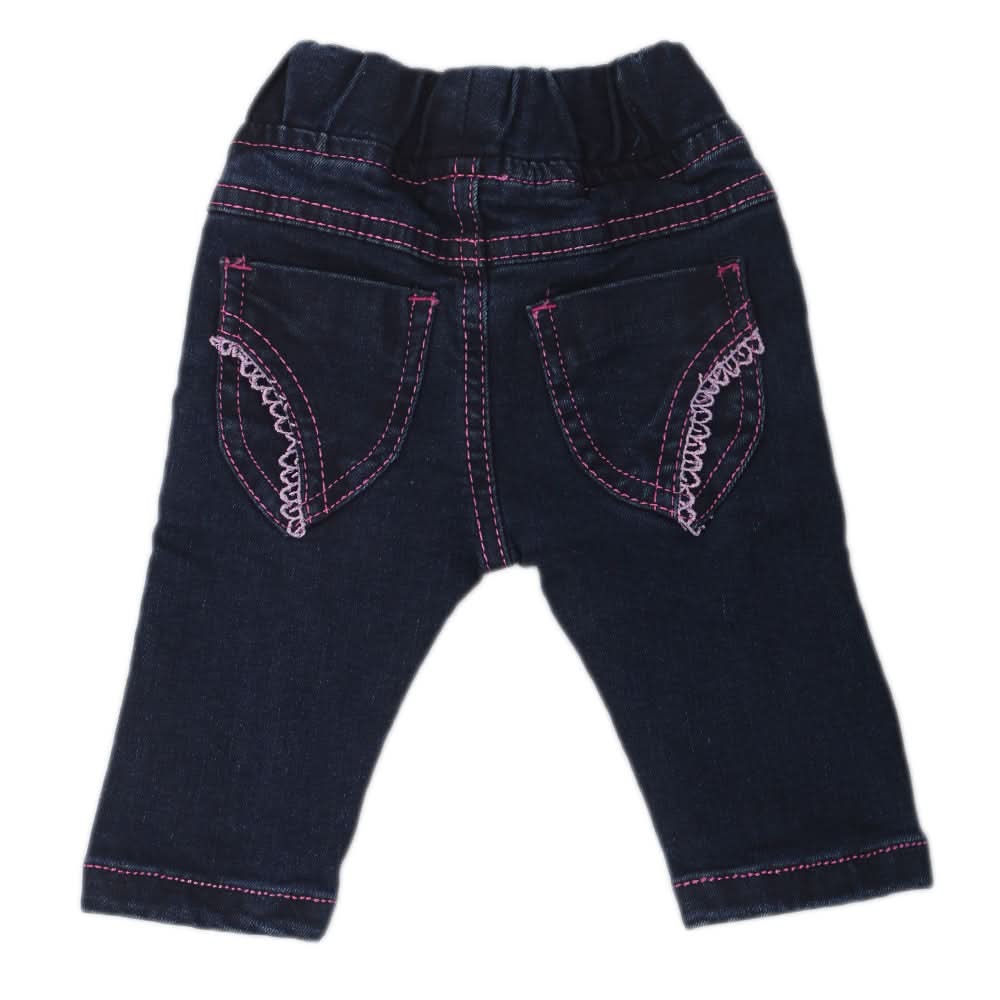 Newborn Girls Denim Pant C-10 - Dark Blue, Kids, NB Girls Shorts Skirts And Pants, Chase Value, Chase Value