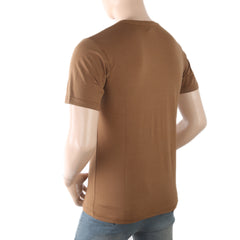 Men's Half Sleeves Printed T-Shirt - Brown, Men, T-Shirts And Polos, Chase Value, Chase Value