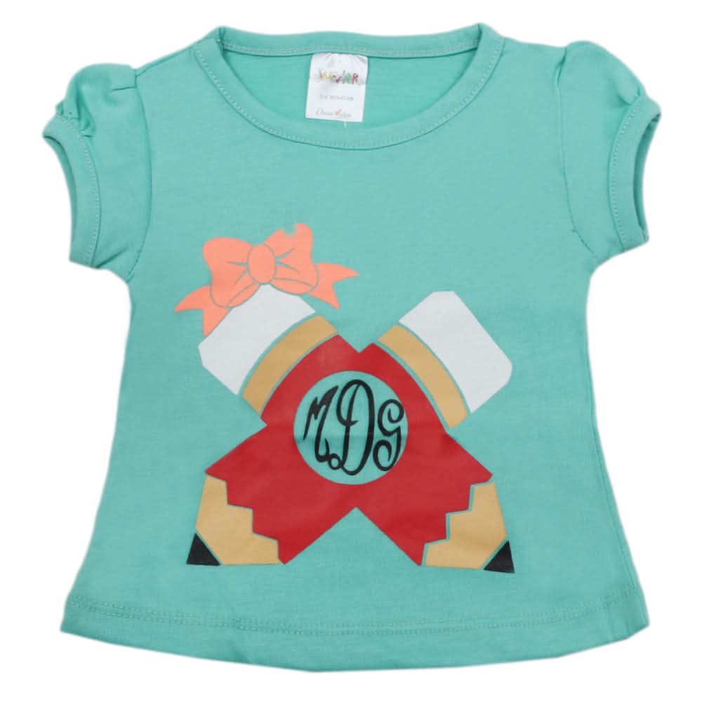 Newborn Girls Half Sleeves T-Shirt - Cyan, Kids, Newborn Girls T-Shirts, Chase Value, Chase Value