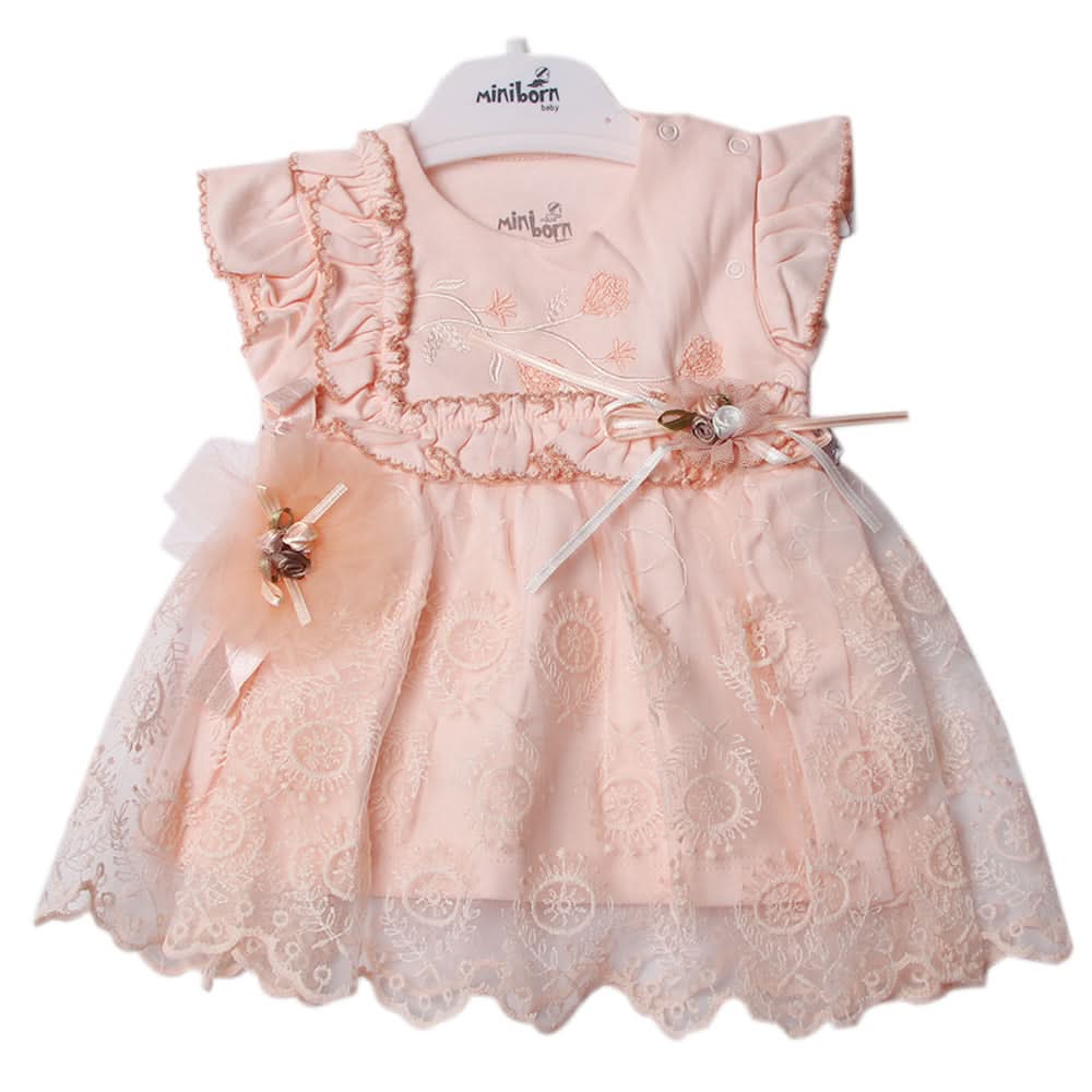 Newborn Girls Frock - Peach, Newborn Girls Frocks, Chase Value, Chase Value